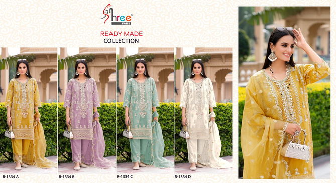 R 1334 By Shree Fabs Organza Readymade Suits Exporters In India